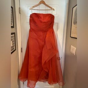 Elegant Strapless Rust Evening Gown